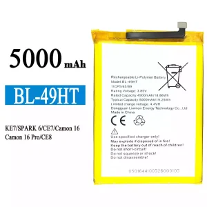 Puhelin Akku BL-49HT sovittaa Tecno KE7 / SPARK 6 / Camon 16 /Camon 16 Pro