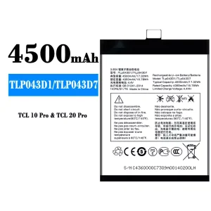Puhelin Akku TLP043D1/TLP043D7 sovittaa Alcatel TCL 10 Plus/TCL 20 Plus/TCL 10 pro/TCL 20 pro